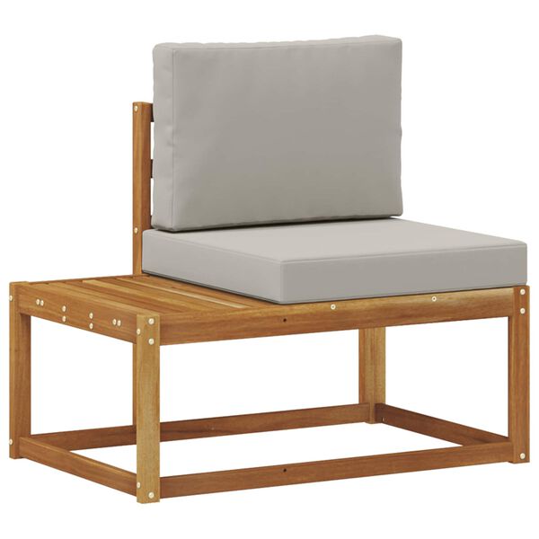 vidaXL Outdoor End Sofa mit Kissen 2 St&uuml;ck Nat&uuml;rlich und Hellgrau