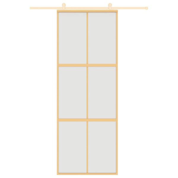 vidaXL Schiebetür Golden 76x205 cm Matt ESG-Glas und Aluminium