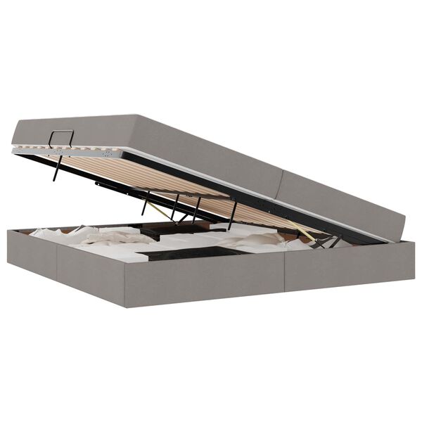 vidaXL Aufbewahrungsbett mit Matratze Taupe 200 x 200 cm Polyester