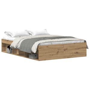 vidaXL Bettgestell ohne Matratze Artisan-Eiche 135x190cm Holzwerkstoff