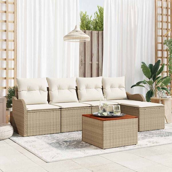 vidaXL Garten-Sofa-Set 6 pcs Beige und Weiß