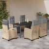 vidaXL 7-tlg. Garten-Essgruppe mit Kissen Beigemischung Poly Rattan