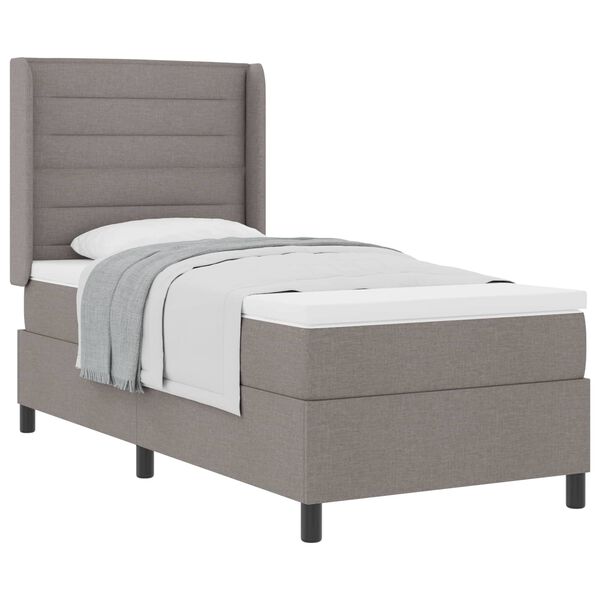 vidaXL Boxspringbett mit Matratze Taupe 200 x 100 cm Stoff