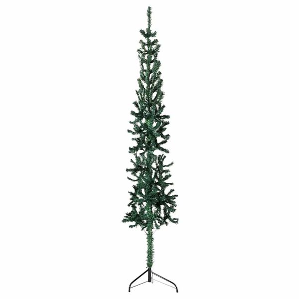 vidaXL Künstlicher Halb-Weihnachtsbaum mit Ständer Schlank Grün 210 cm