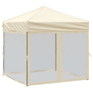 vidaXL Partyzelt Faltbar mit Seitenw&auml;nden Creme 2x2 m