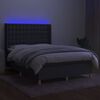 vidaXL Boxspringbett mit Matratze & LED Dunkelgrau 140x190 cm Stoff
