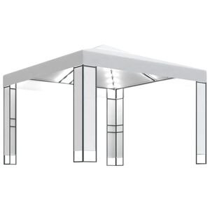 vidaXL Pavillon mit Doppeldach & LED-Lichterkette 3x3 m Wei&szlig;