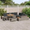 vidaXL Gartensofa-set mit Kissen mit Speicher 13 pcs Grau Poly Rattan