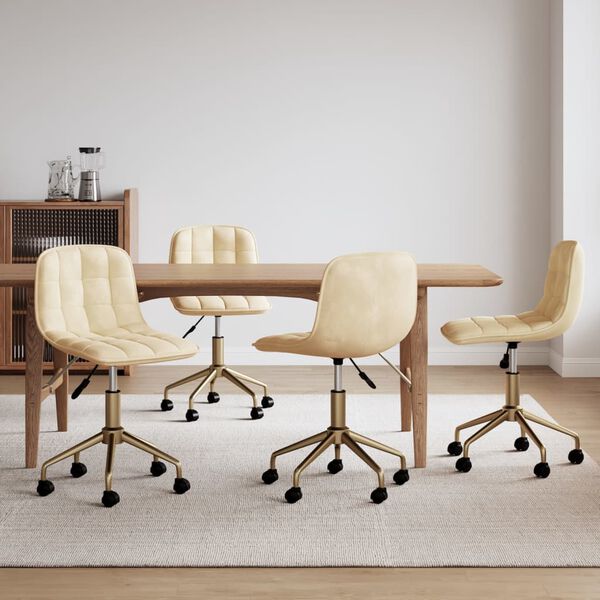 vidaXL Esszimmerst&uuml;hle 4 Stk. Drehbar Creme Samt