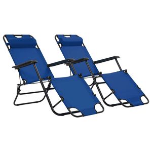 vidaXL Klappbare Sonnenliegen 2 Stk. mit Fu&szlig;ablage Blau