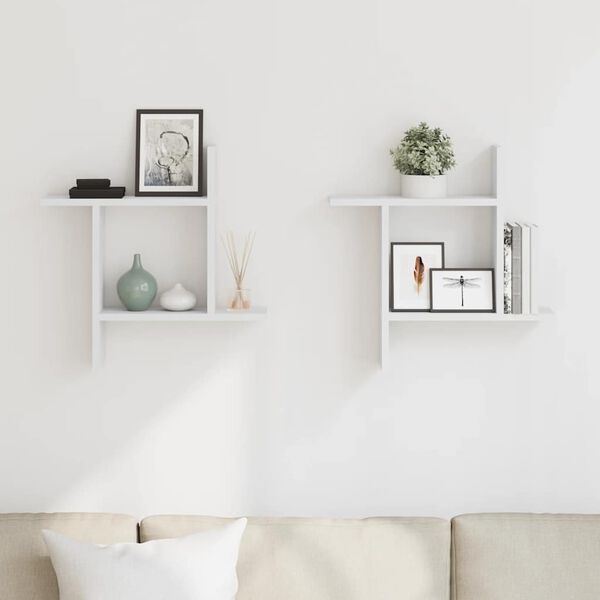vidaXL Wandregale 2 Stk. Wei&szlig; 50x12x50 cm Holzwerkstoff