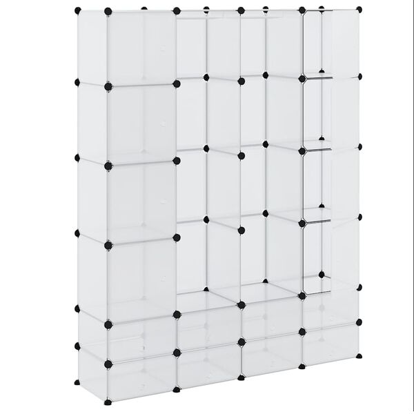 vidaXL Modularer Schrank mit 18 F&auml;chern Wei&szlig; 37x146x180,5 cm