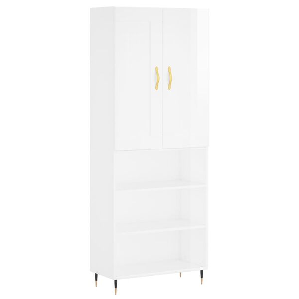 vidaXL Highboard Hochglanz-Wei&szlig; 69,5x34x180 cm Holzwerkstoff