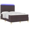 vidaXL LED Boxspringbett mit Matratze Dunkelbraun 140 x 200 cm Stoff
