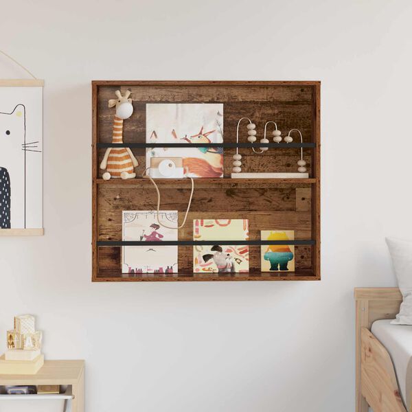 vidaXL Magazinregal mit Regal Altholz 80 x 12 x 70 cm Holzwerkstoff