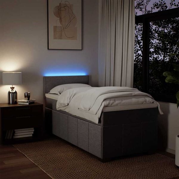 vidaXL Boxspringbett mit Matratze Dunkelbraun 90x200 cm Stoff