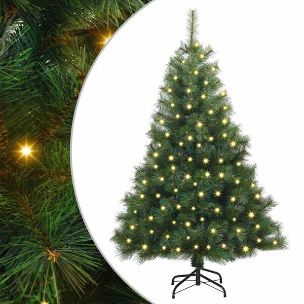 vidaXL Künstlicher Weihnachtsbaum mit 150 LEDs Grün 120 cm PE und PVC