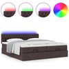 vidaXL Ottoman-Bett mit Matratzen & LEDs Dunkelbraun 200x200 cm Stoff