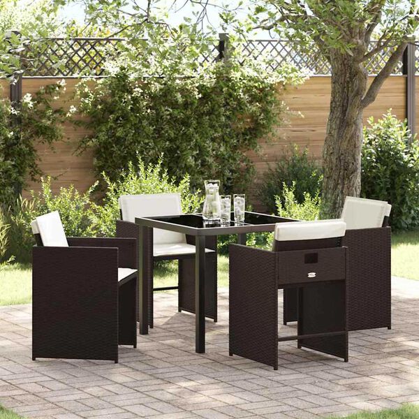 vidaXL Garten Essgruppe 5 pcs Braun Poly-Rattan