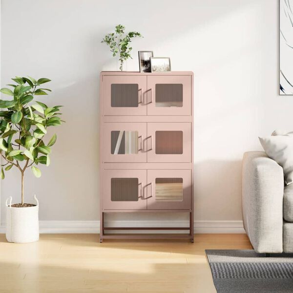 vidaXL Highboard Rosa 68x39x123 cm Stahl