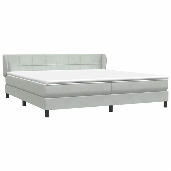 vidaXL Boxspringbett mit Matratzen Hellgrau 180x210 cm Samt