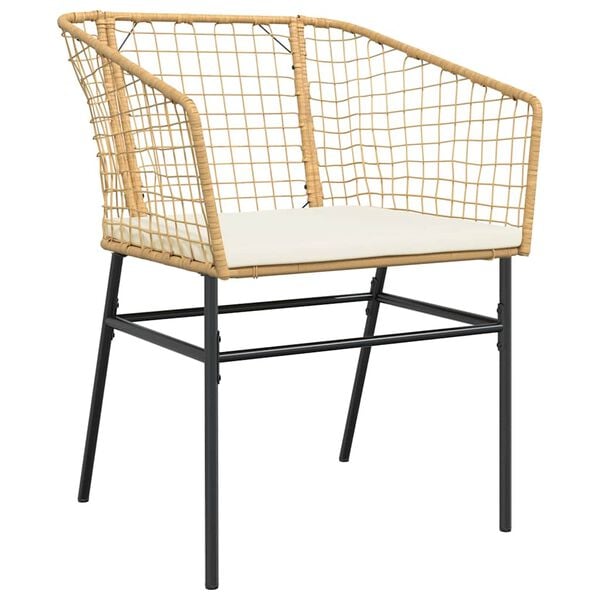 vidaXL 3-tlg. Garten-Essgruppe mit Kissen Braun Poly Rattan Glas