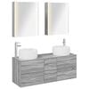 vidaXL Badezimmerm&ouml;bel-Set 5 pcs Grau Sonoma Ingenieurholz und Glas