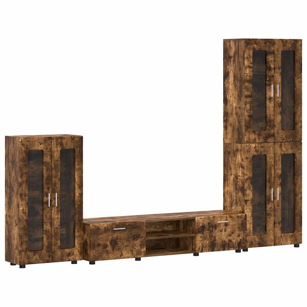 vidaXL TV-Schrankset mit Schubladen Ger&auml;ucherte Eiche Holzwerkstoff