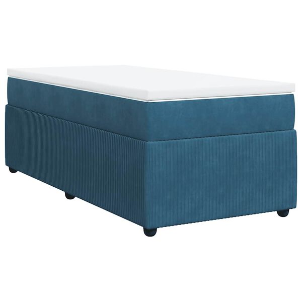 vidaXL Boxspringbett mit Matratze Dunkelblau 90x190 cm Samt