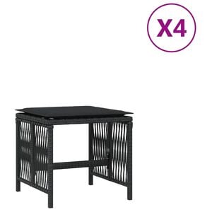vidaXL Gartenhocker mit Kissen 4 Stk. Schwarz 41x41x36 cm Poly Rattan