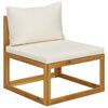 vidaXL 6-tlg. Garten-Lounge-Set mit Auflagen Creme Massivholz Akazie