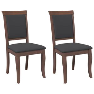 vidaXL Esszimmerst&uuml;hle mit Kissen 2 Stk. Braun Massivholz Gummibaum