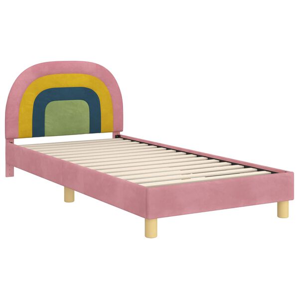 vidaXL Kinderbettgestell mit Kopfteil Rosa 90 x 200 cm Samt