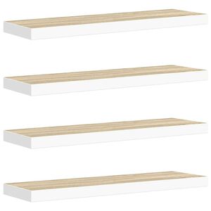 vidaXL Schweberegale 4 Stk. Eiche und Wei&szlig; 90x23,5x3,8 cm MDF
