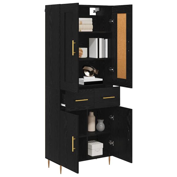 vidaXL Highboard Schwarz Eichen-Optik 69,5 x 34 x 180 cm Holzwerkstoff