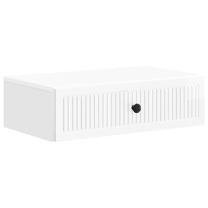 vidaXL Wandmontierter Beistelltisch Hochglanz Wei&szlig; 59 x 34,5 x 17 cm