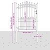 vidaXL Zauntor mit Spitzen Grau 170 x 100 cm Pulverbeschichteter Stahl