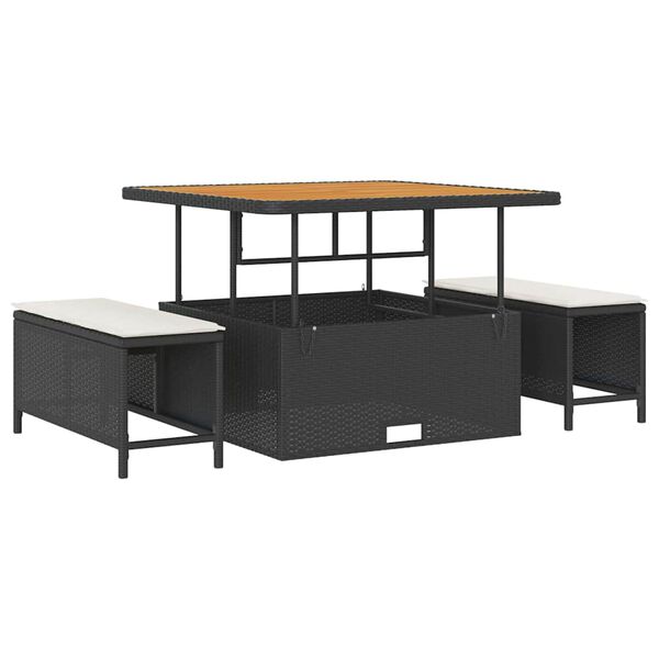 vidaXL Garten-Sofa-Set mit Kissen mit Kissen 11 pcs Schwarz und Creme