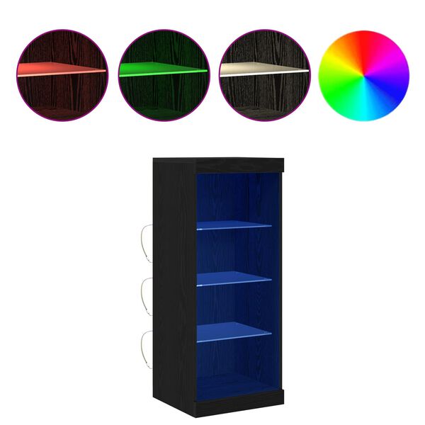 vidaXL LED-Sideboard Schwarz Eichen-Optik 41 x 37 x 100 cm