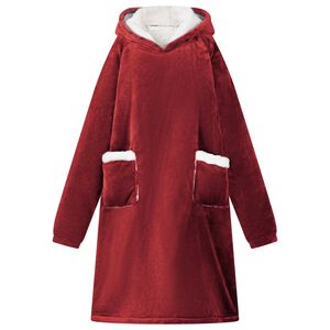 vidaXL Decken-Hoodie Bordeauxrot L Fleece und Flanell