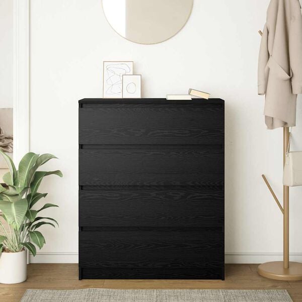 vidaXL Sideboard Schwarz Eichen-Optik 80x35x99 cm Holzwerkstoff
