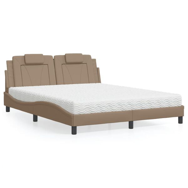 vidaXL Bett "Viana" mit Matratze Cappuccino-Braun 160x200 cm Kunstleder