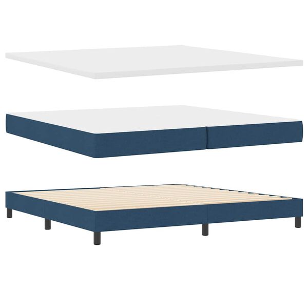 vidaXL Boxspringbett mit Matratze mit Kopfteil Blau 200 x 200 cm Stoff