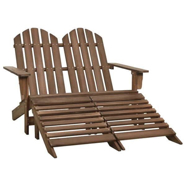 vidaXL Adirondack-Gartenbank 2-Sitzer mit Fu&szlig;teil Tannenholz Braun
