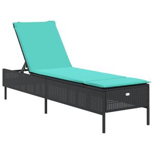 vidaXL Sonnenliege mit Kissen Schwarz Poly Rattan