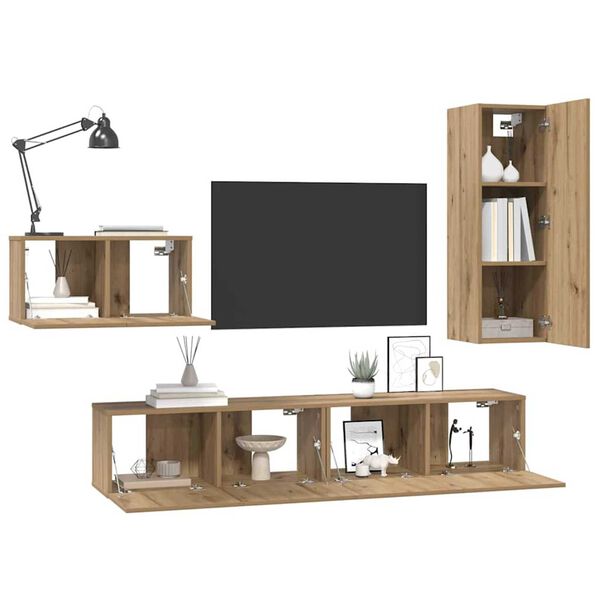 vidaXL TV-Schrankset mit Schubladen 4 pcs Artisan-Eiche Holzwerkstoff