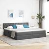 vidaXL Bett mit Stauraum und LED mit LED Dunkelgrau 200 x 200 cm Stoff