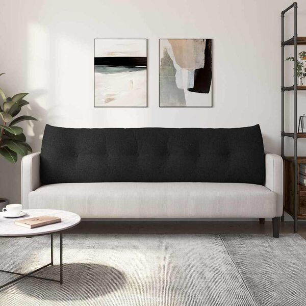 vidaXL R&uuml;cken Kissen Schwarz 180 x 24 x 50 cm Stoff