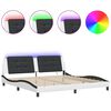 vidaXL Bettgestell mit LED ohne Matratze Zadar Wei&szlig;&Schwarz 200x200cm
