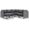 vidaXL 6-tlg. Garten-Lounge-Set mit Kissen Poly Rattan Grau